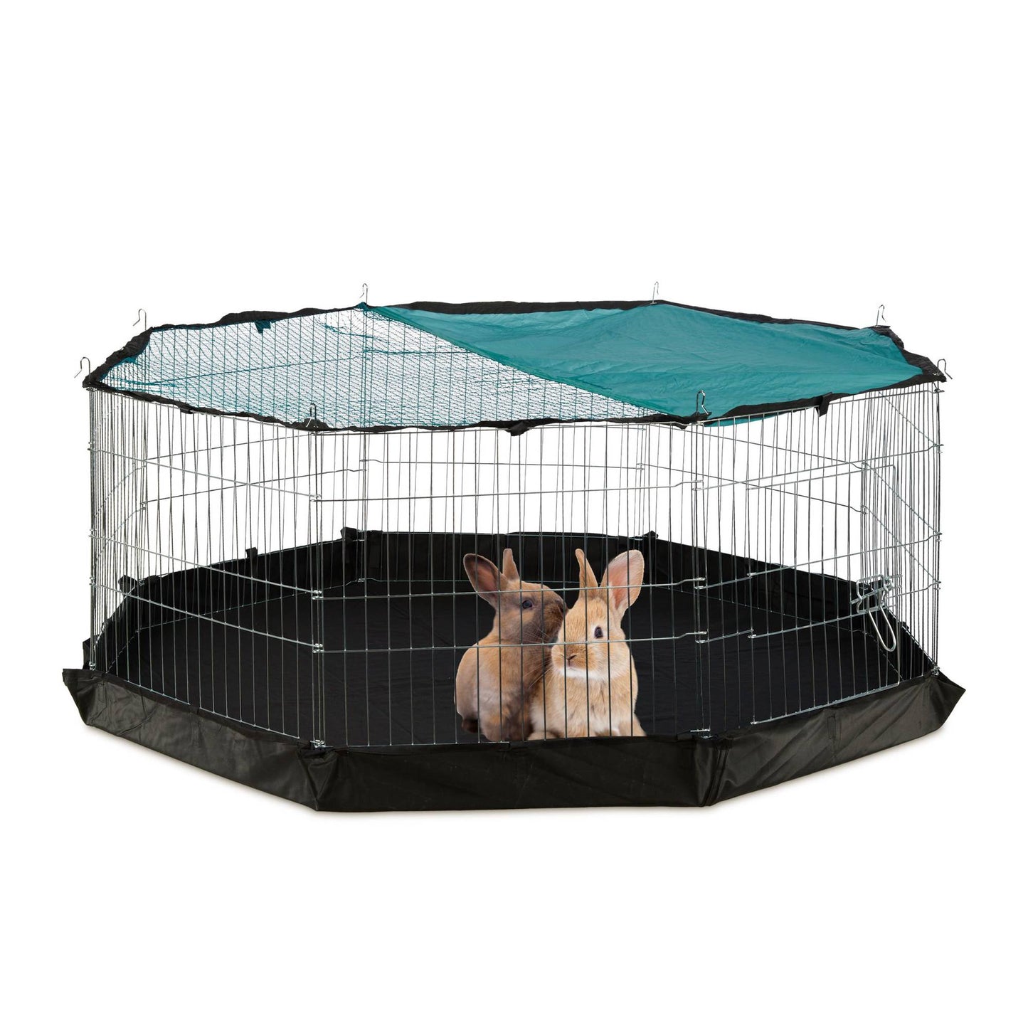 Small animal pen with protective net and bottom