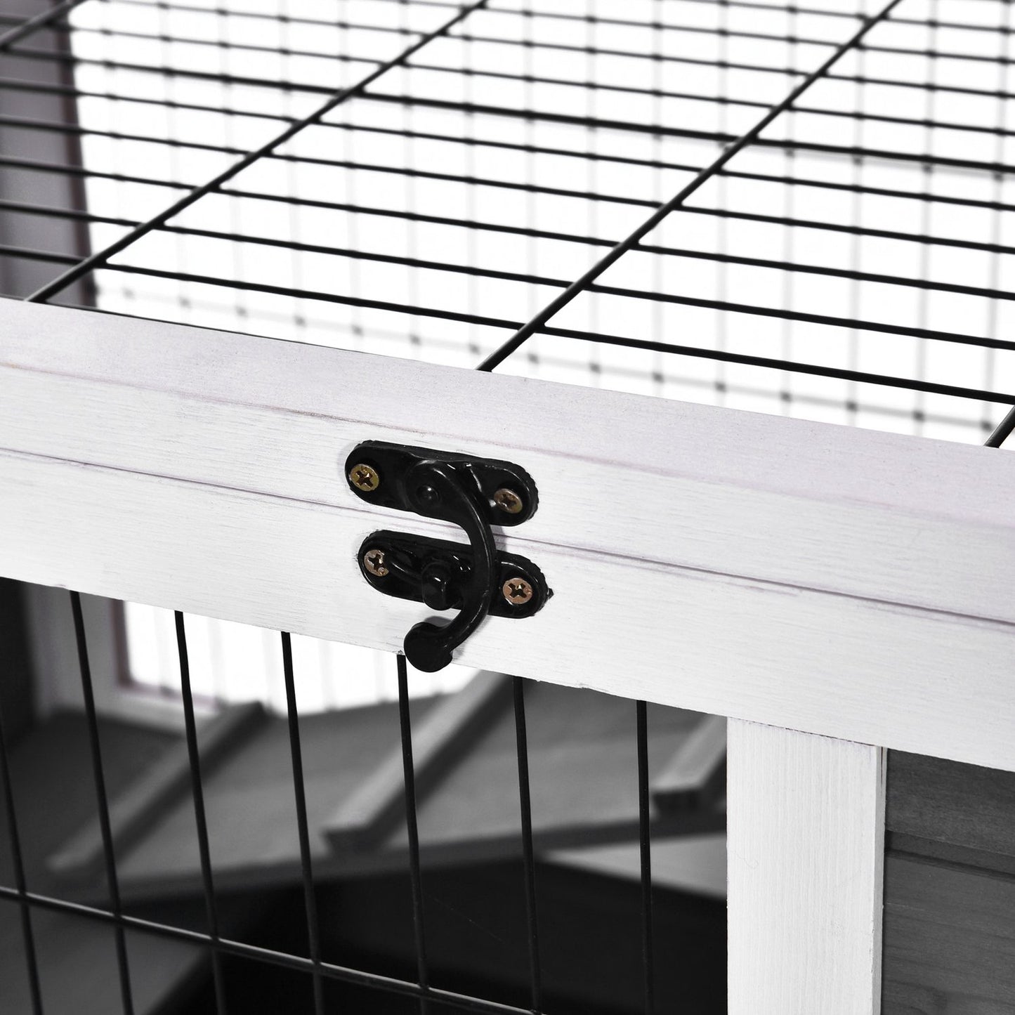 Mobile cage for guinea pigs, fir wood, dark grey/white, 90x53x59cm
