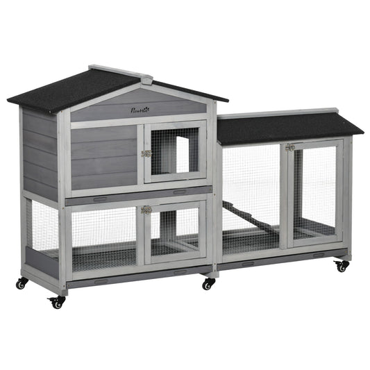 Outdoor Small Animal House, Double Floor Spruce Wood, 157x53x99 cm