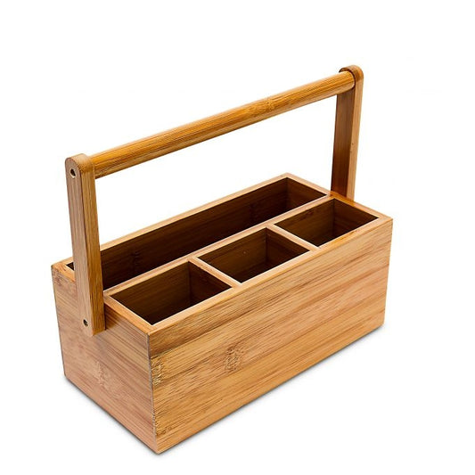 Small bamboo storage with carrying handle