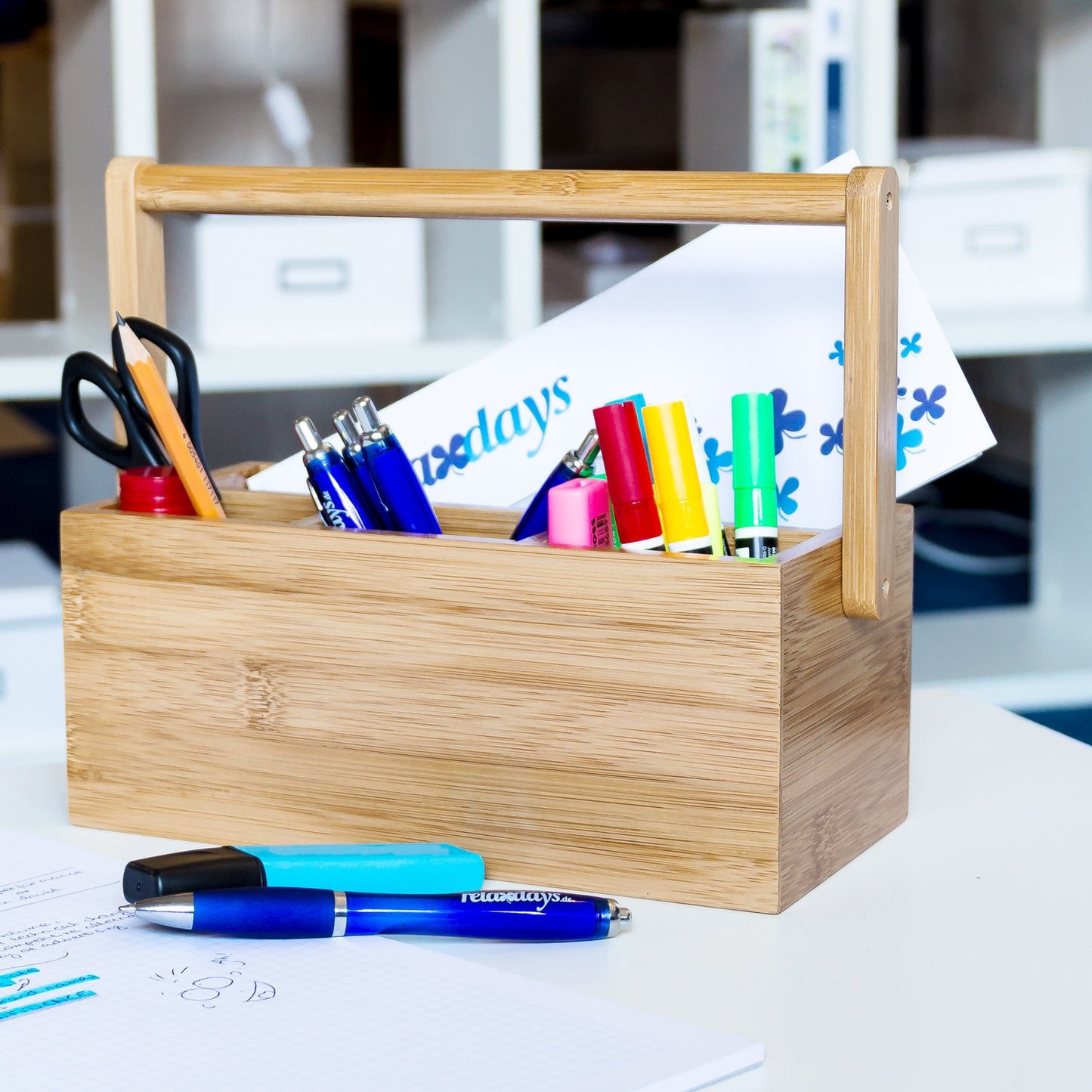 Small bamboo storage with carrying handle