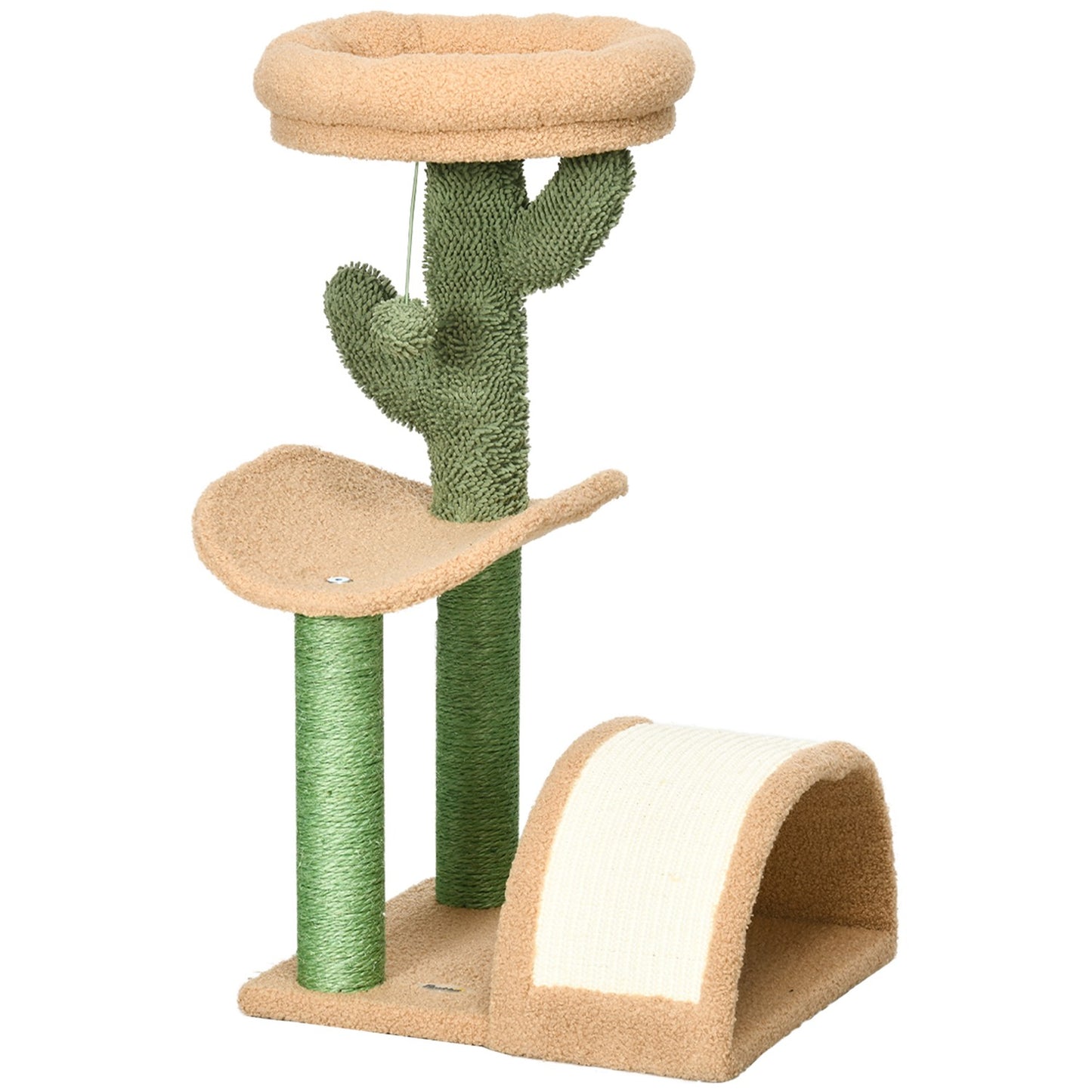 Cat scratching post with stimulation ball, 40x35x72 cm, brown