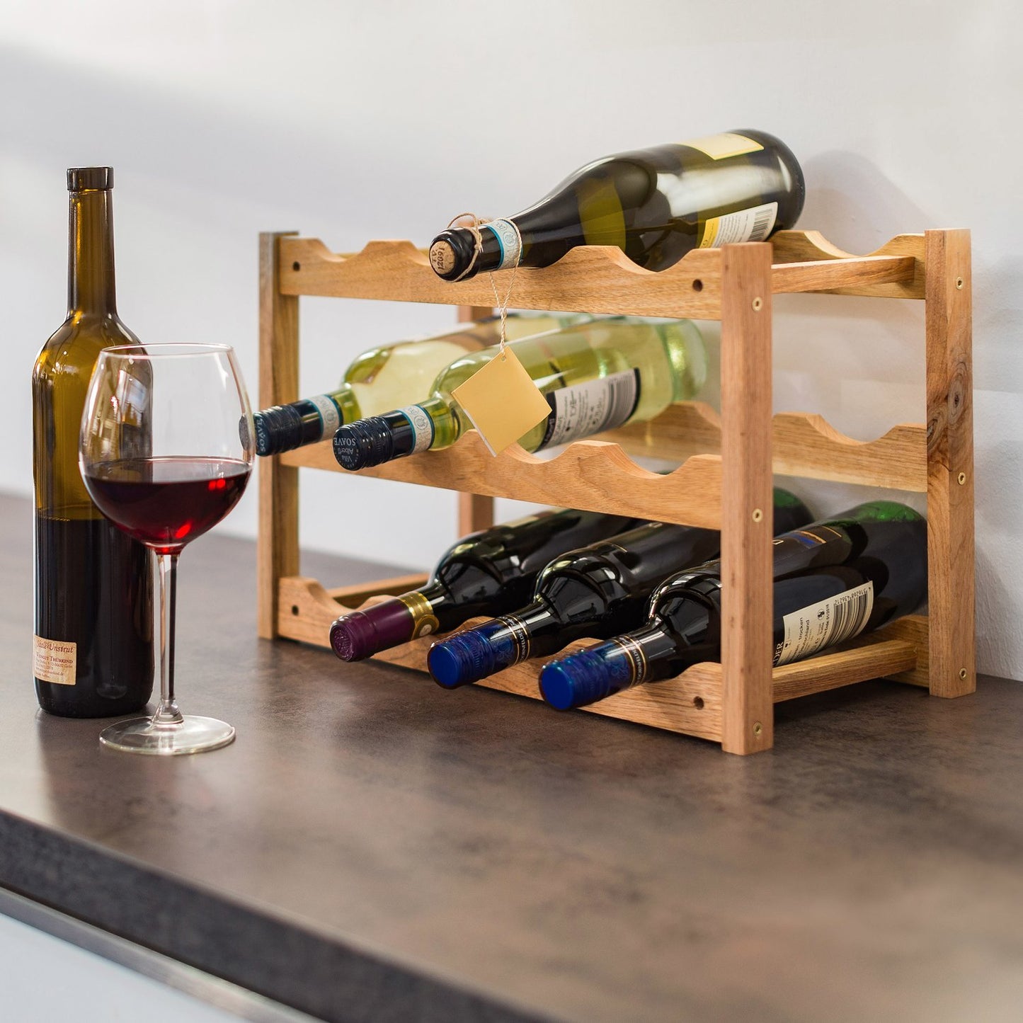Small wine rack in walnut