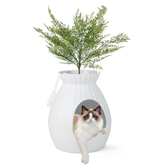 Smart Cat Litter Box with Electronic Odor Removal & Sterilization Flower Pot Style