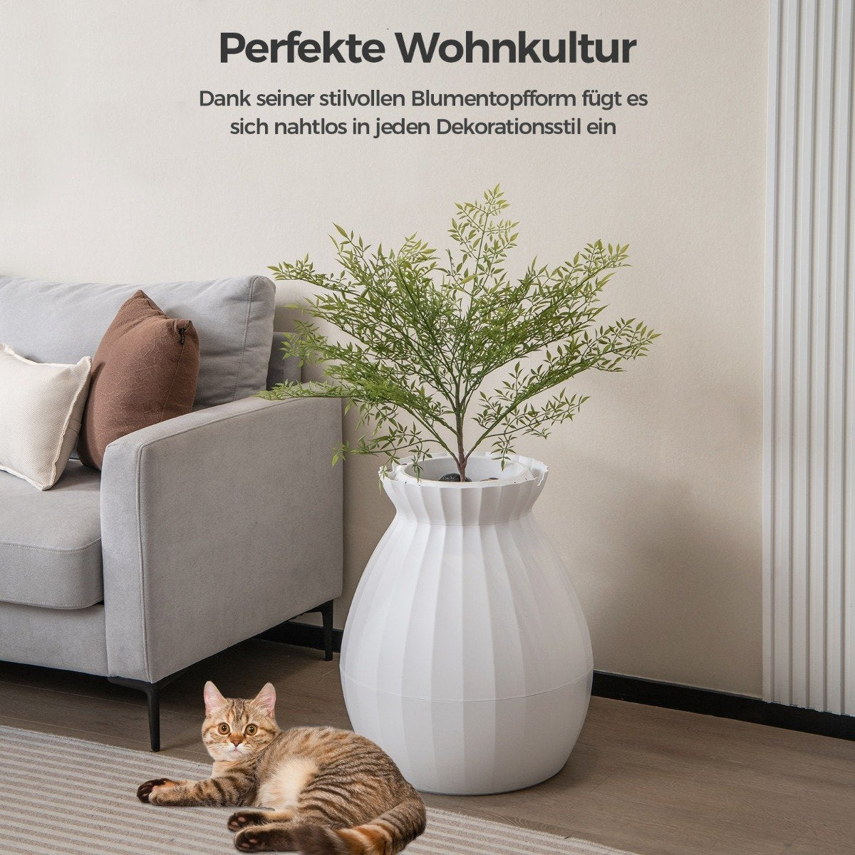 Smart Cat Litter Box with Electronic Odor Removal & Sterilization Flower Pot Style