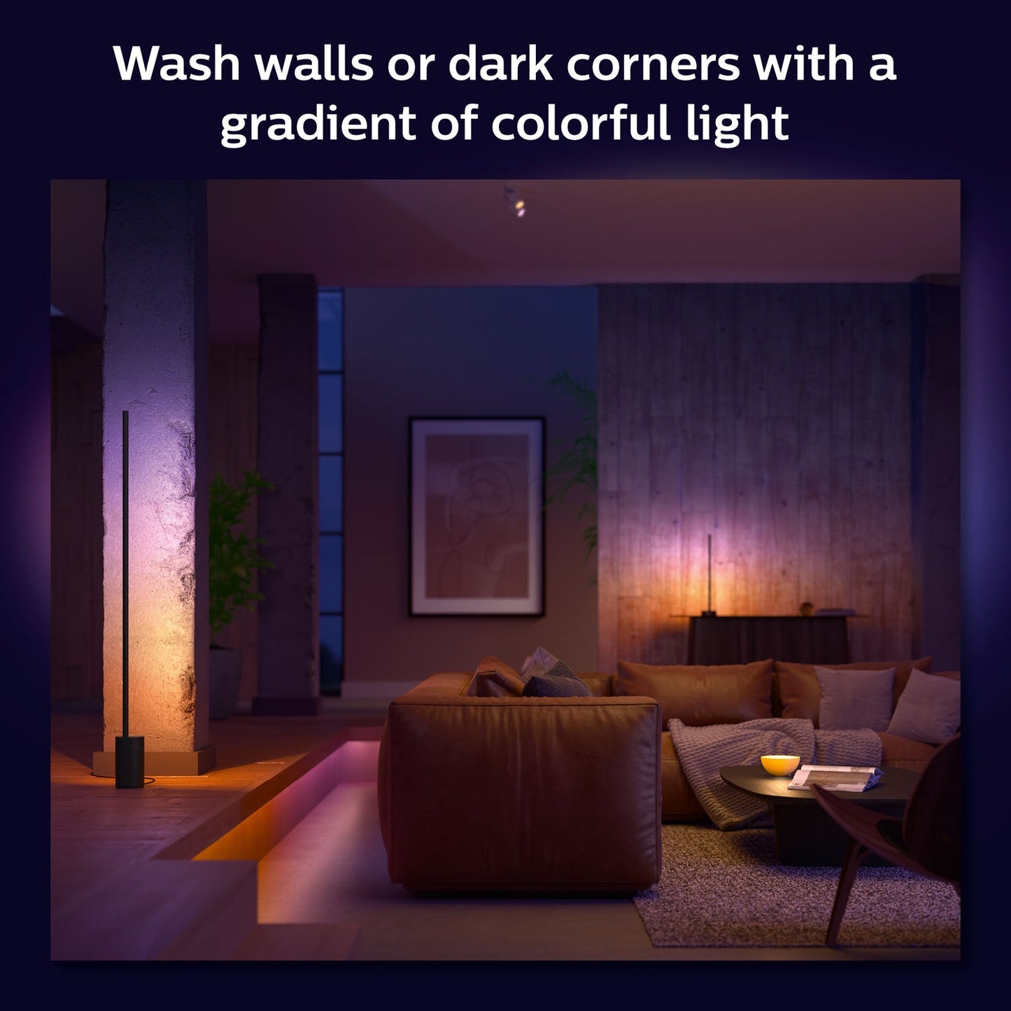 Smart Floor Lamp with Gradient Color Lighting, Black