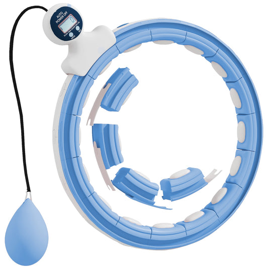 Smart Hula Hoop Adults with Weight Ball Counter 16 Knots (76-113cm) Light Blue