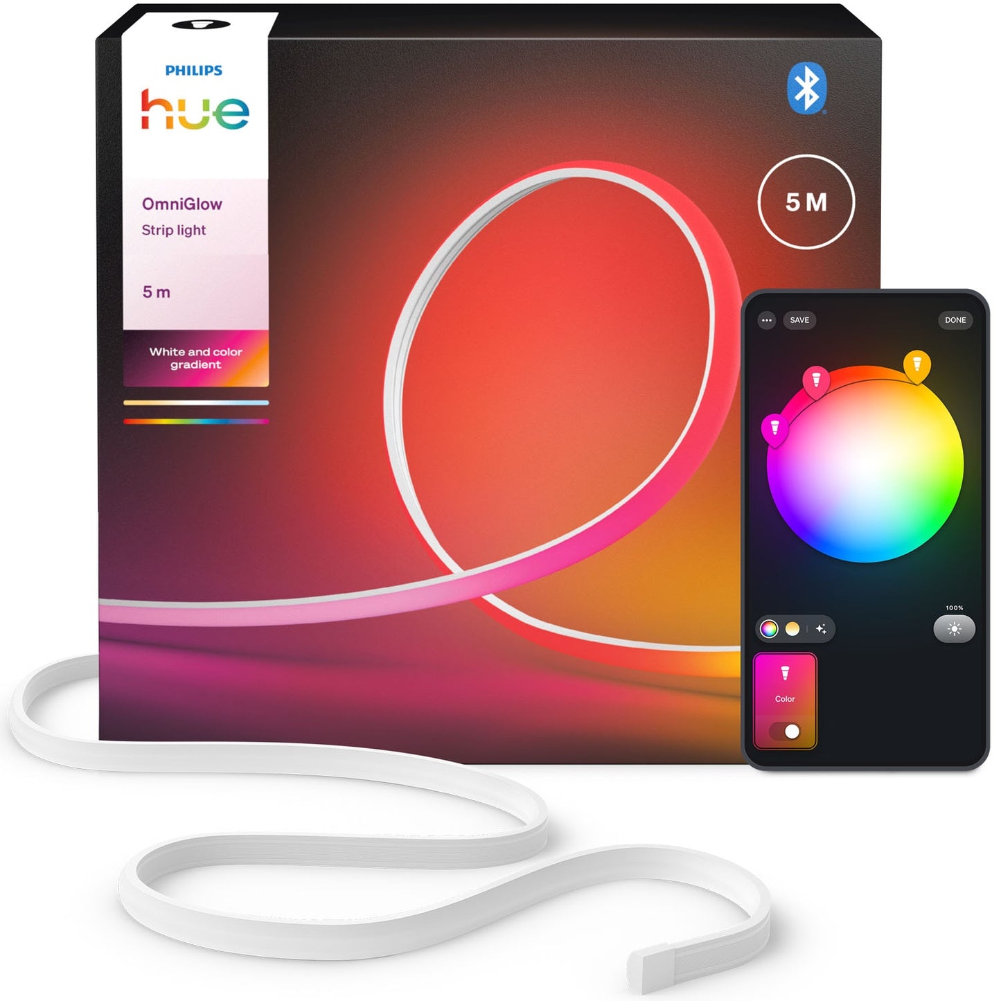 Smart LED Lightstrip, White & Color, 5m Length