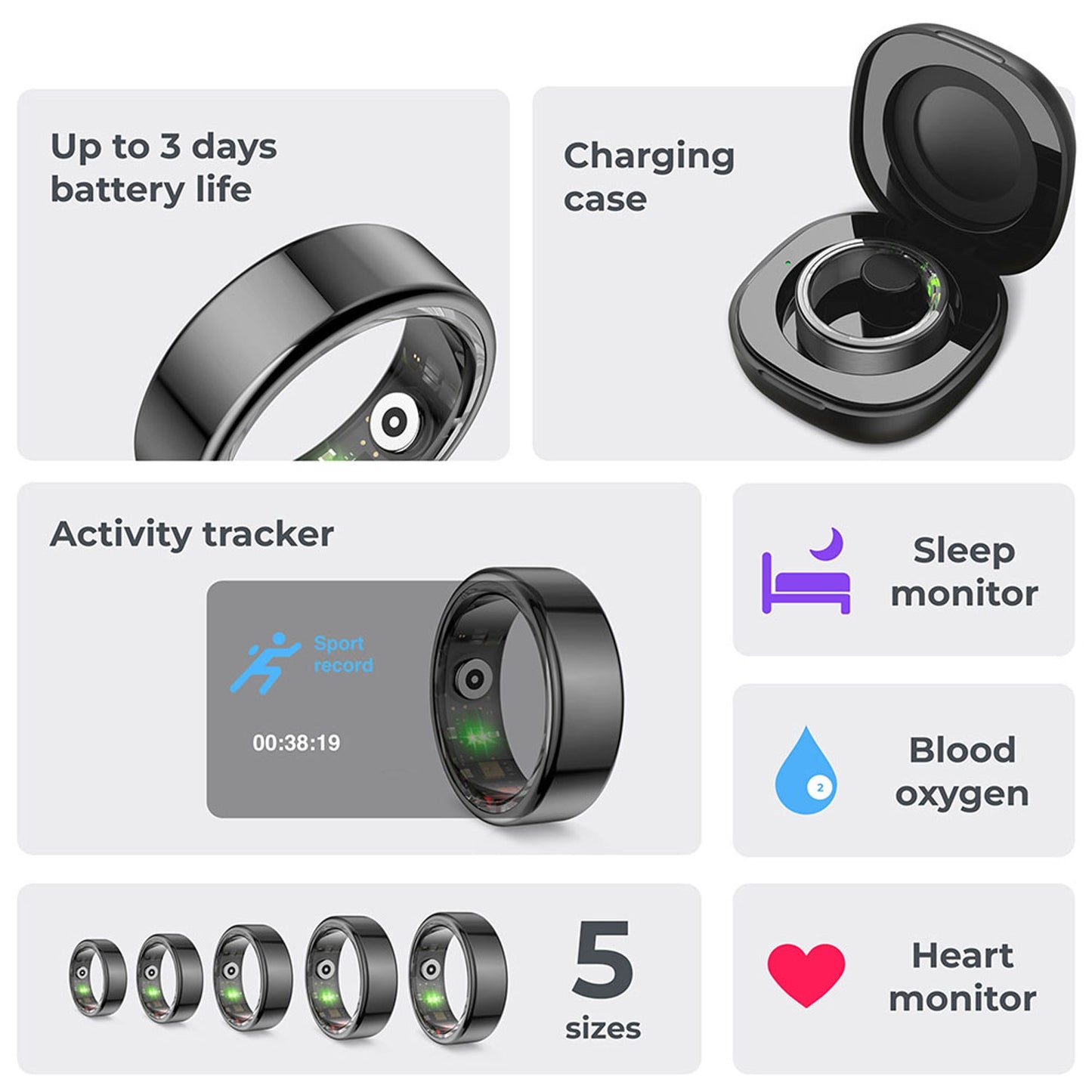 Smart Ring for Health Monitoring, Waterproof, XXS Size