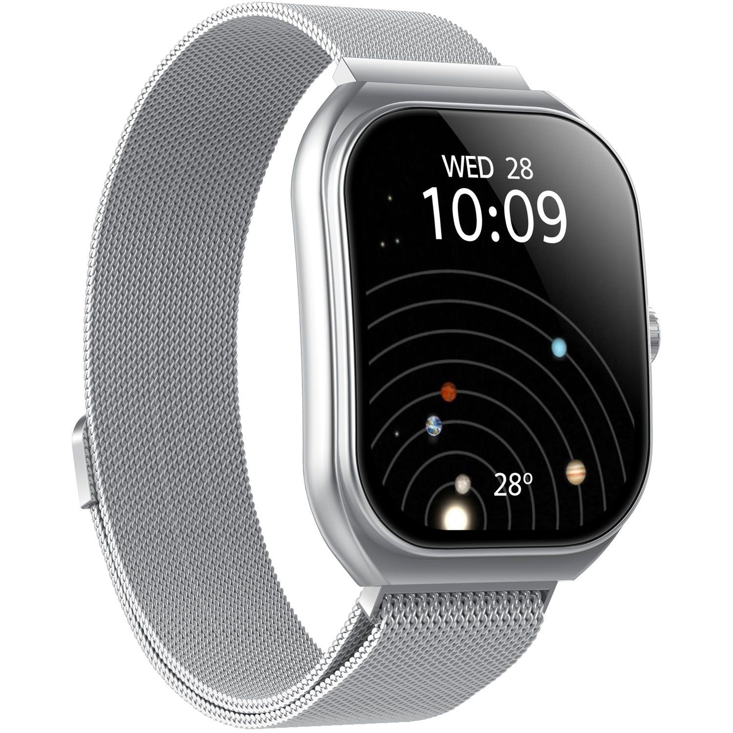 Smartwatch with Milanese Mesh Band, Silver