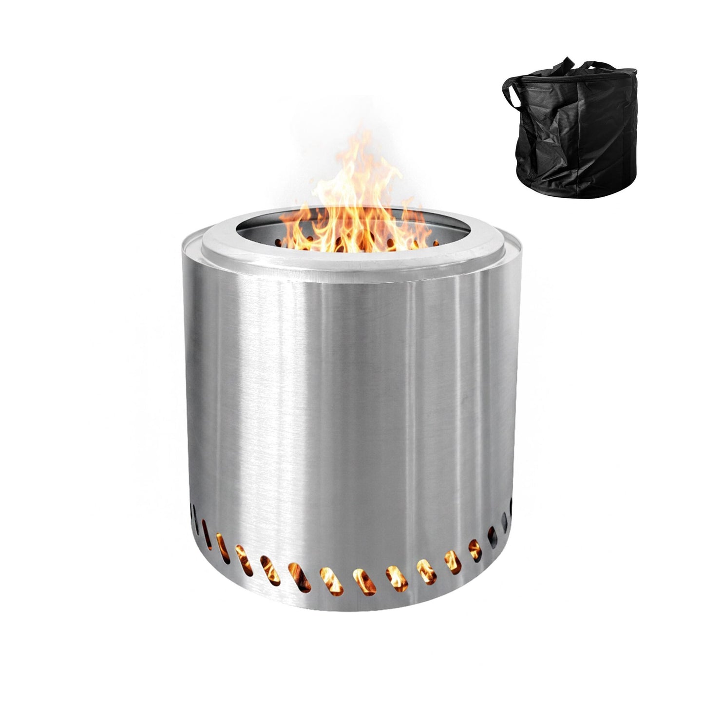 Smoke-Free Stainless Steel Fire Bowl, 38 cm
