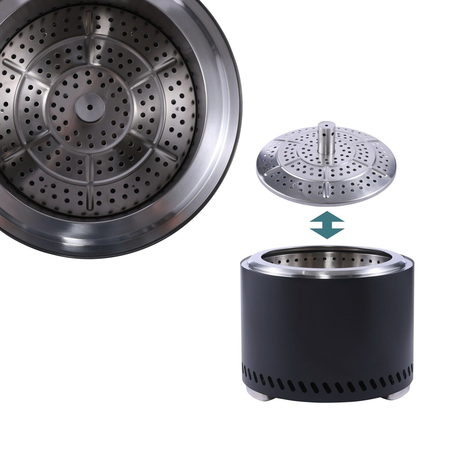 Smokeless Fire Pit, Stainless Steel, 49.5 cm