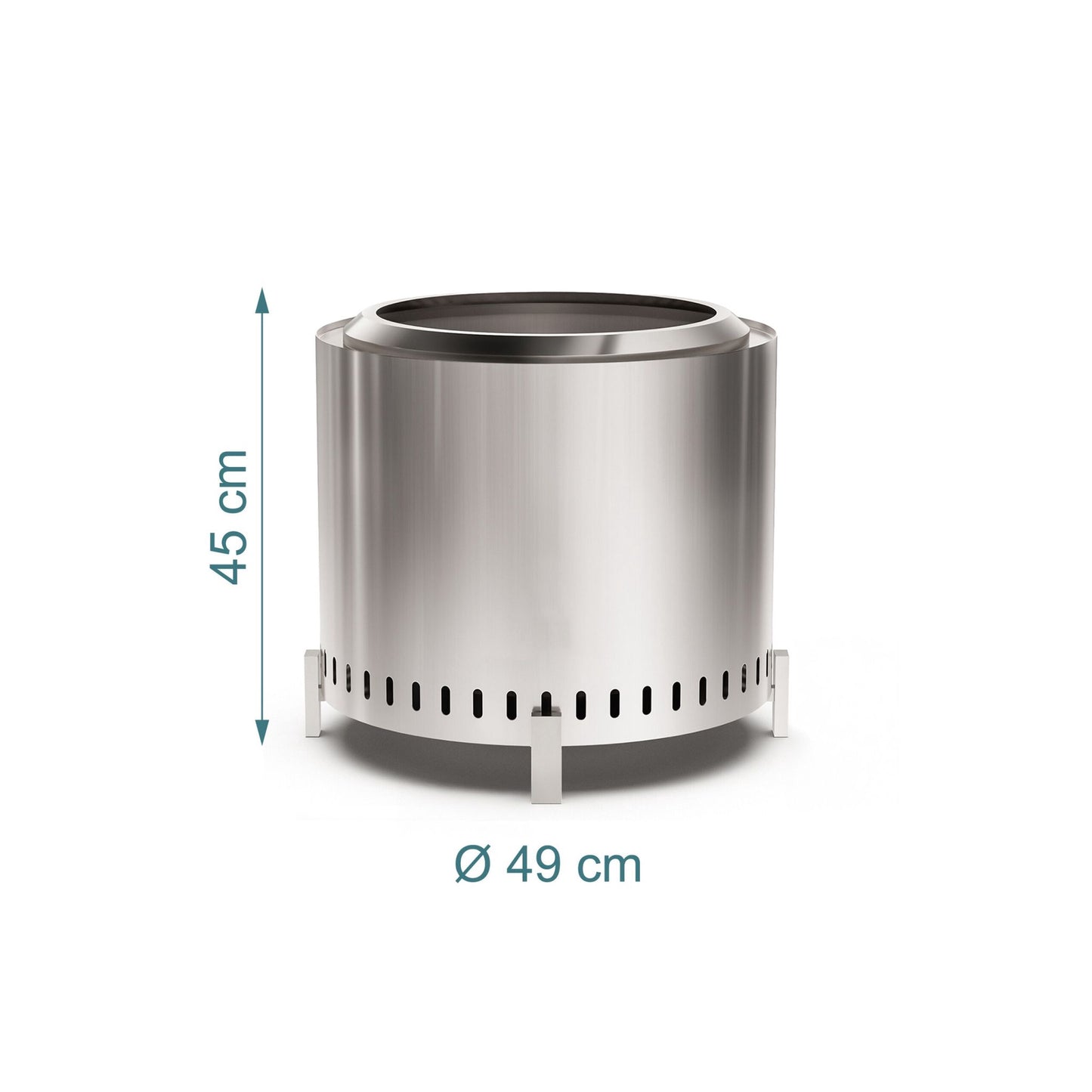 Smokeless Stainless Steel Fire Pit, 49 cm
