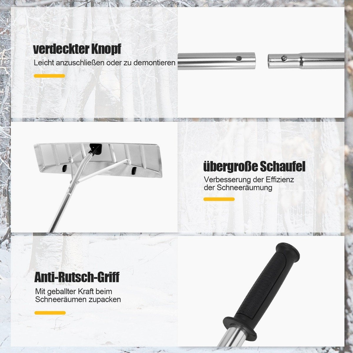 Snow Shovel 1.48-6.08m Adjustable Roof Rake Aluminum Snow Remover