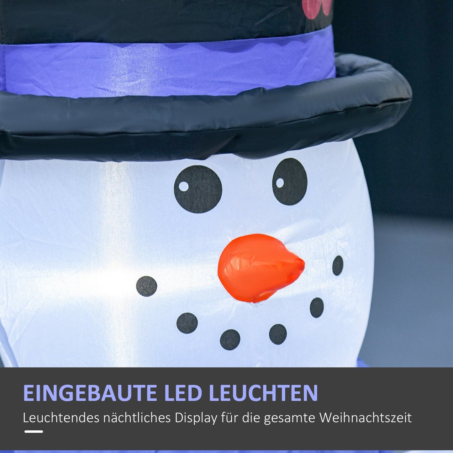 Self-Inflatable Blue LED Snowman Family Decoration, 100x55x120cm