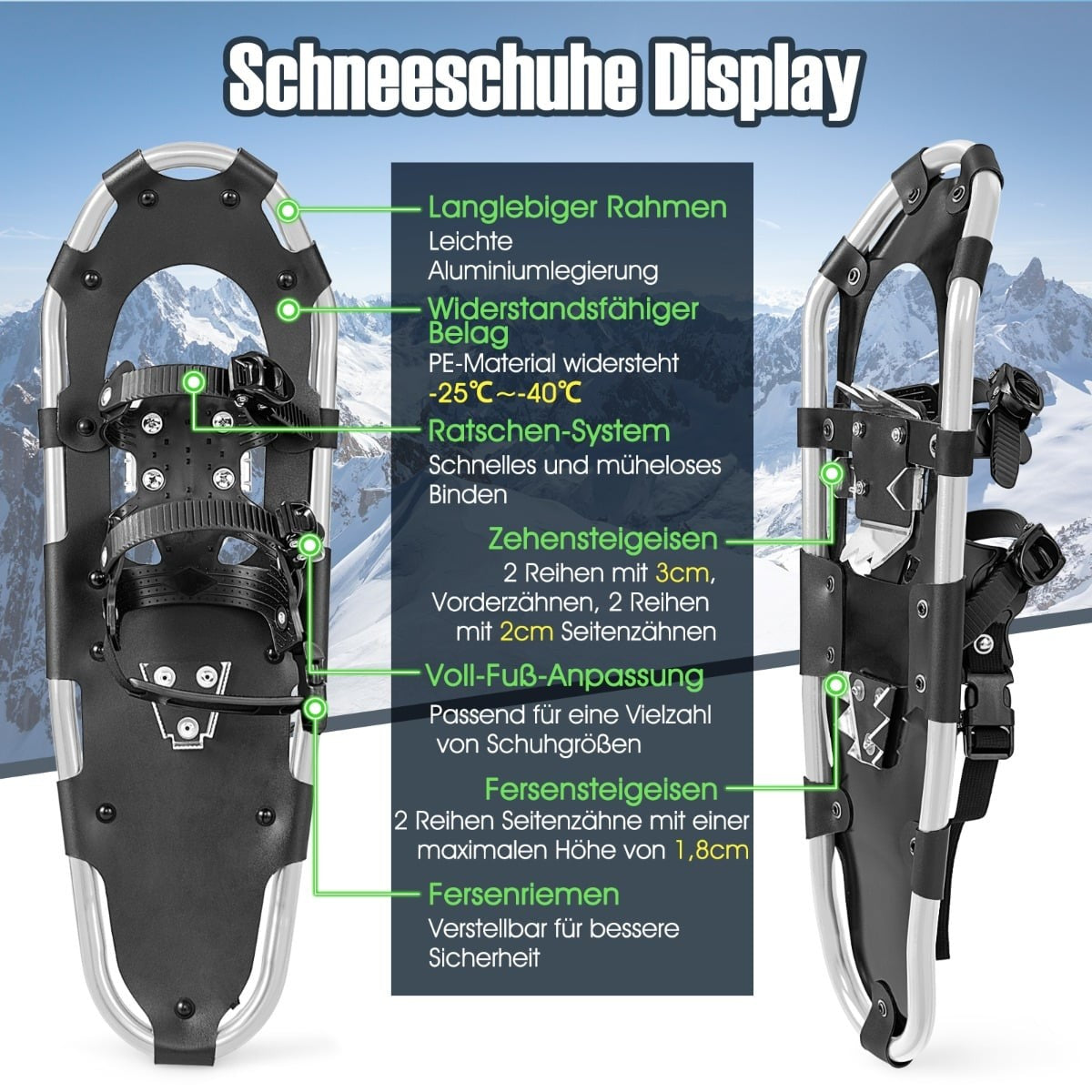 Snowshoes Set with Adjustable Poles and Carry Bag