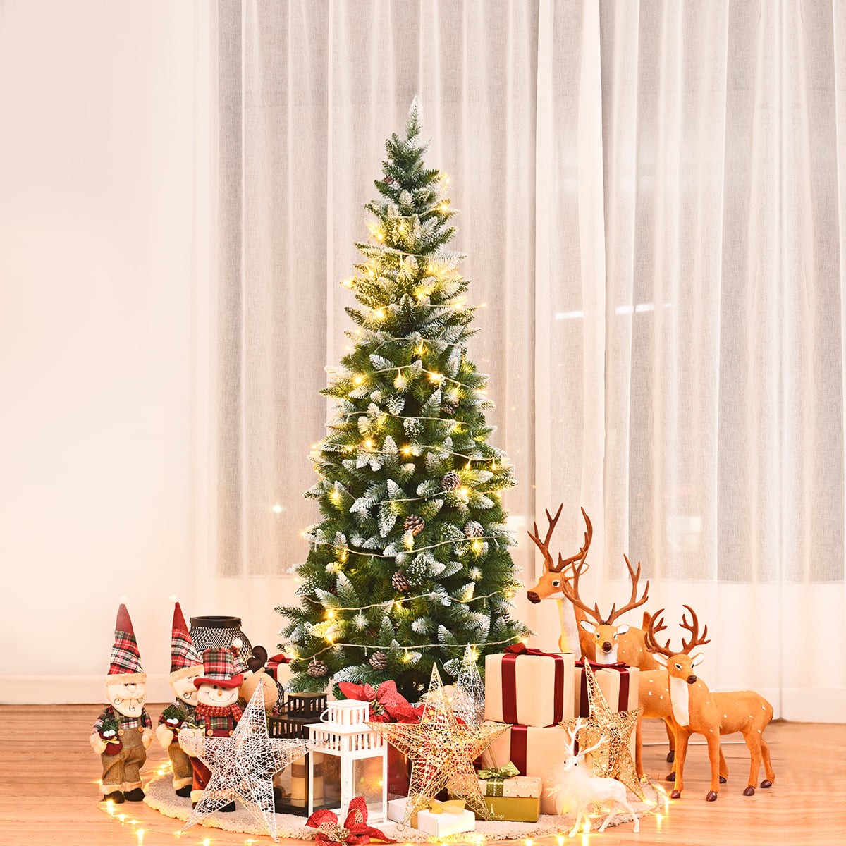 Snowy Christmas Tree with Metal Stand, 630 PVC Tips, 180cm