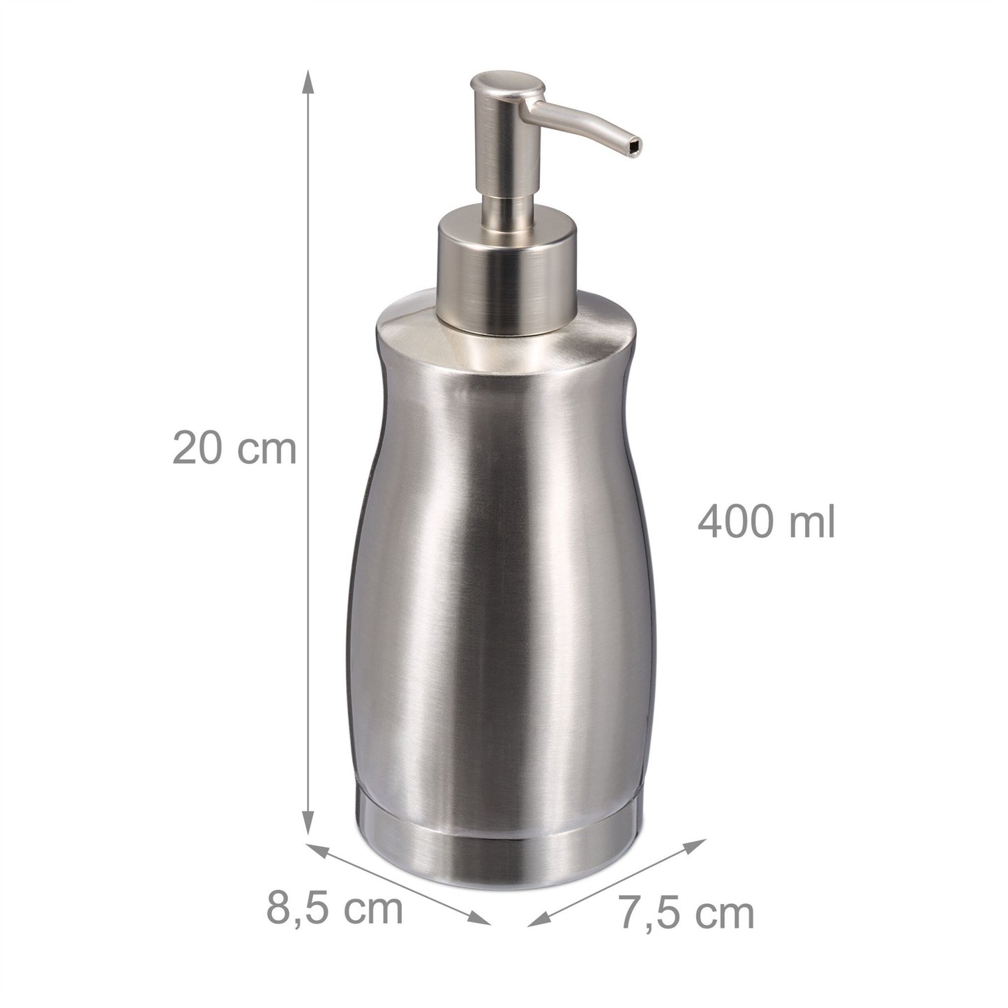 Soap pump in stainless steel 400 ml