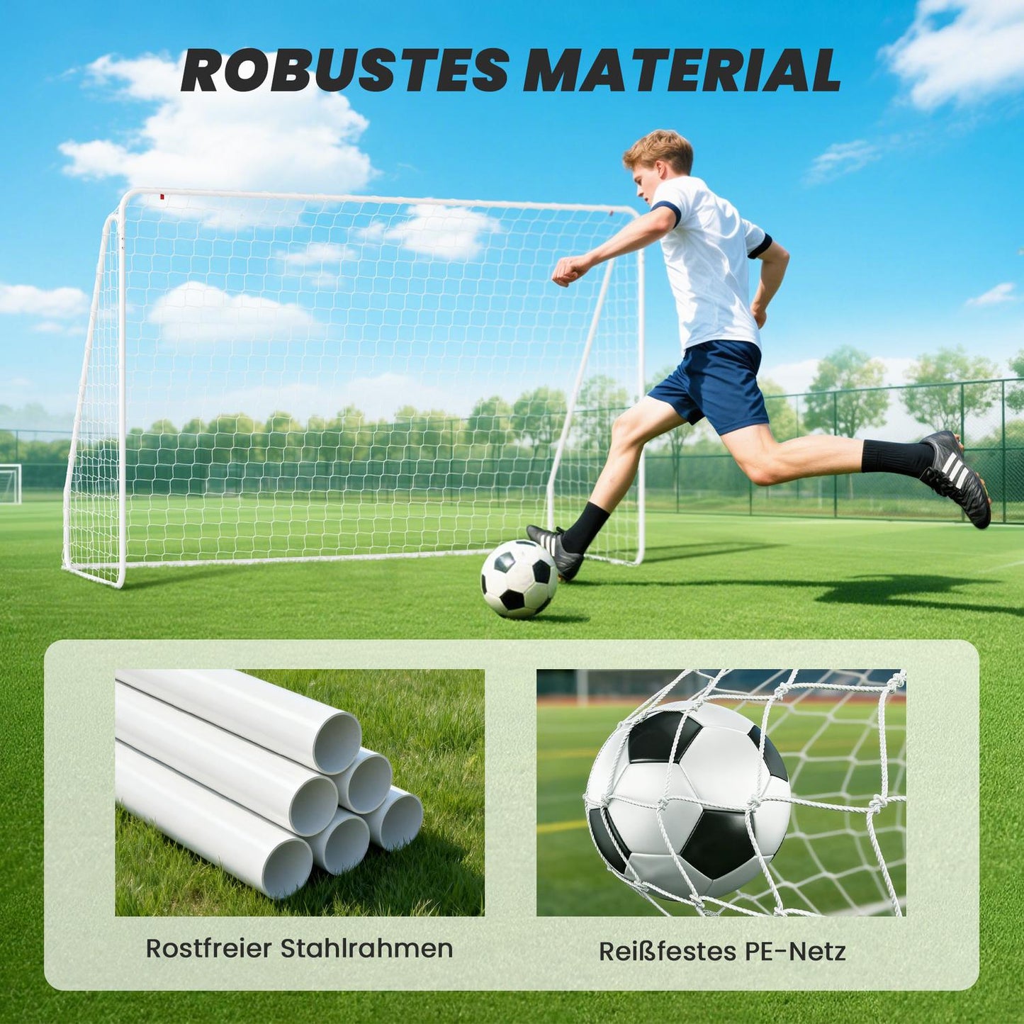 Soccer Goal for Training & Games, UV-Resistant, Anchors Included