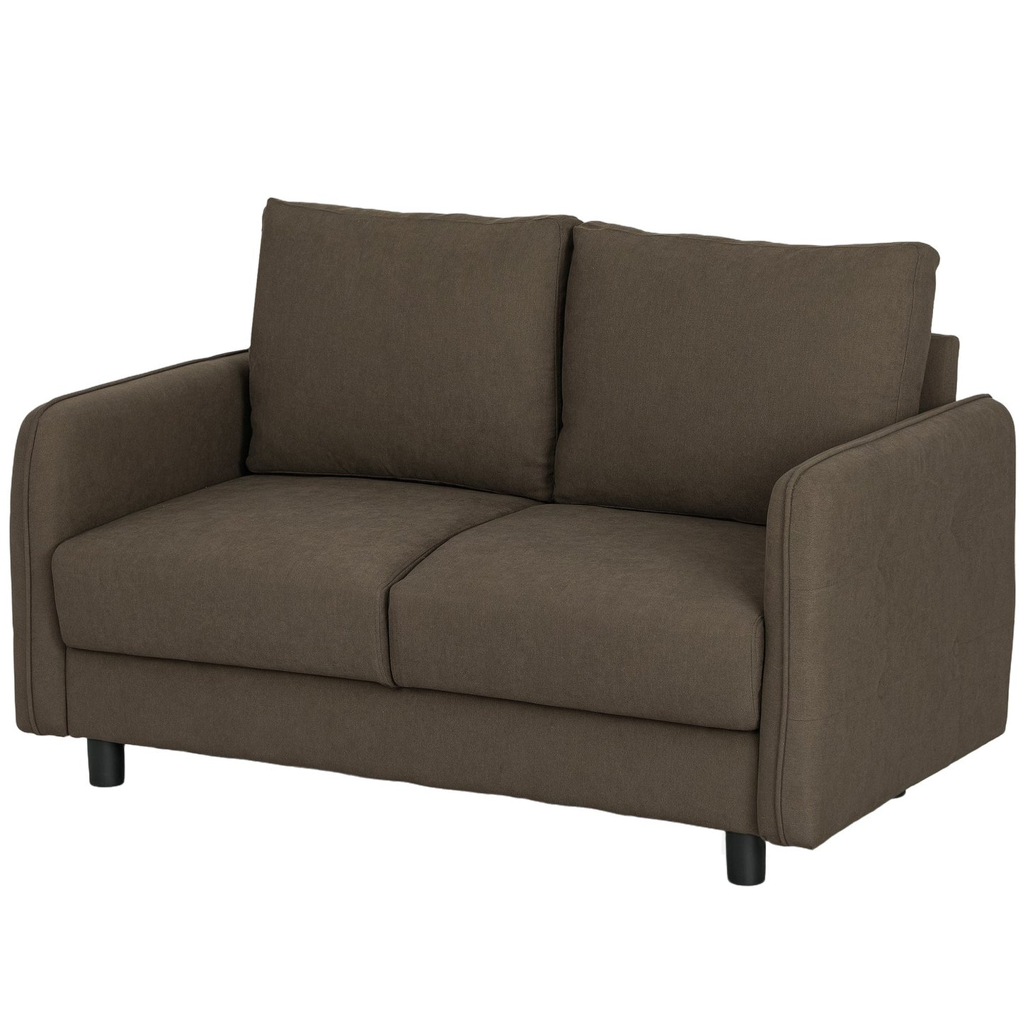 2-seater modern brown sofa with storage and velvet look