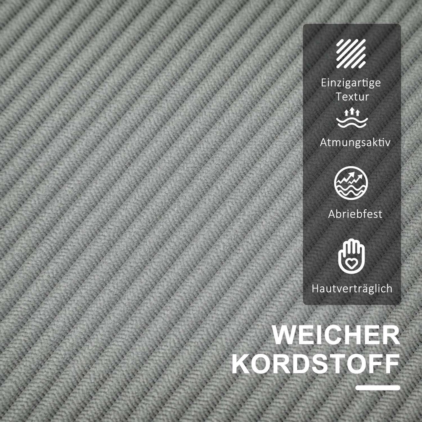 Small 2-seater sofa with storage, corduroy look, light grey