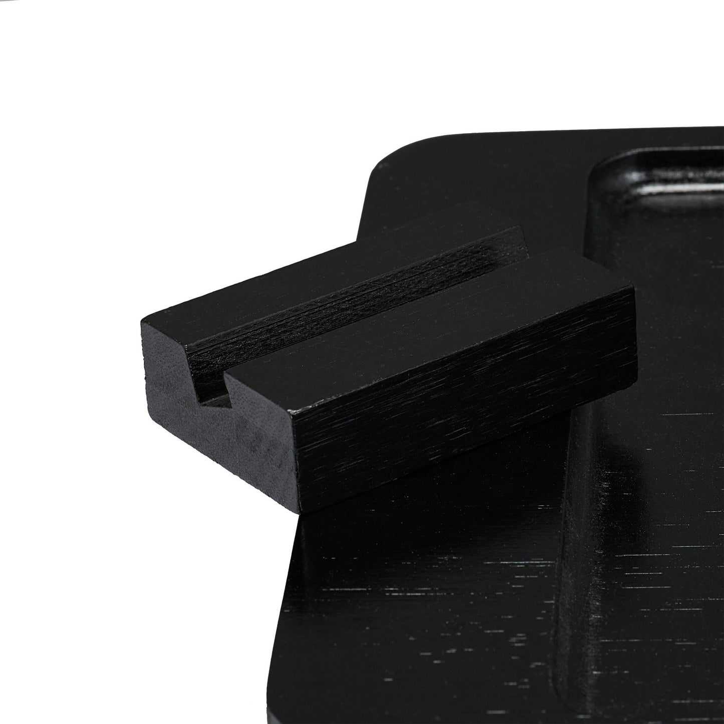 Sofa Armrest Tray – Black Bamboo with Device Holder