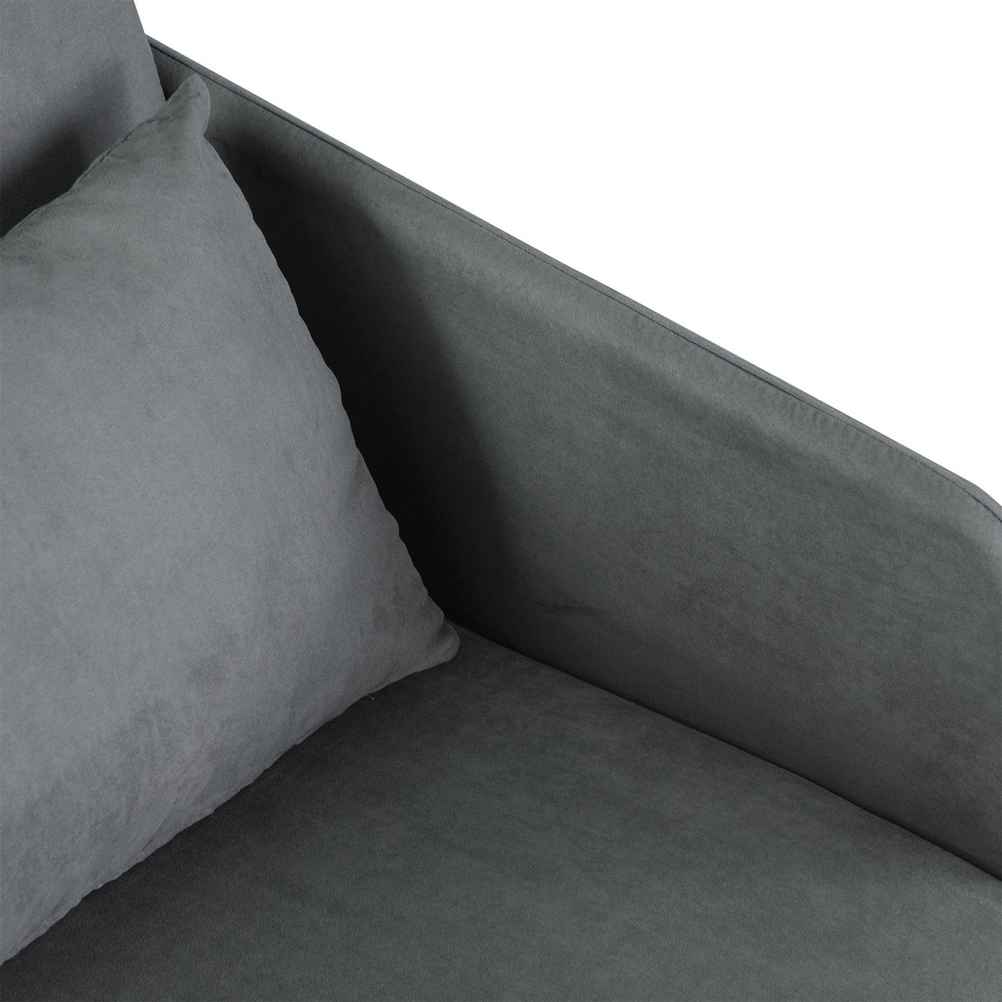 Simple gray sofa bed with washable cover and side pockets