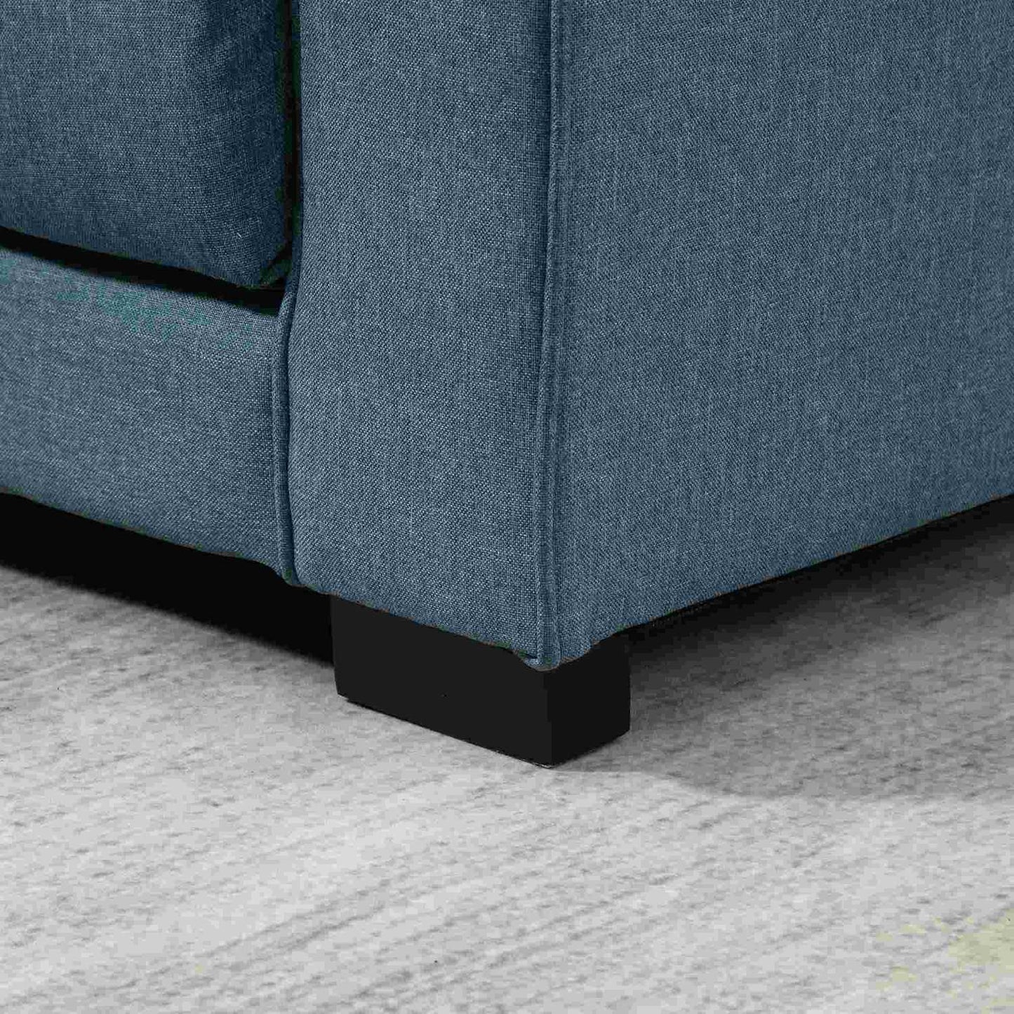 Sofa bed in blue fabric with sleeping function, 2-seater
