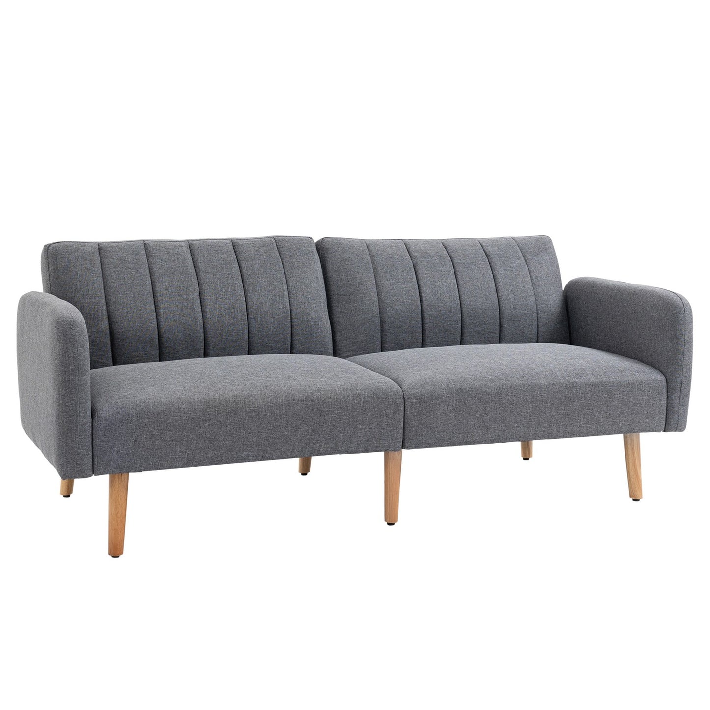 Folding sofa bed, 2-seater, gray linen-like fabric