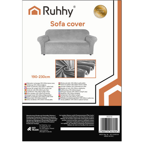 Sofa Cover, Light Gray, 190-230cm Stretch Fit