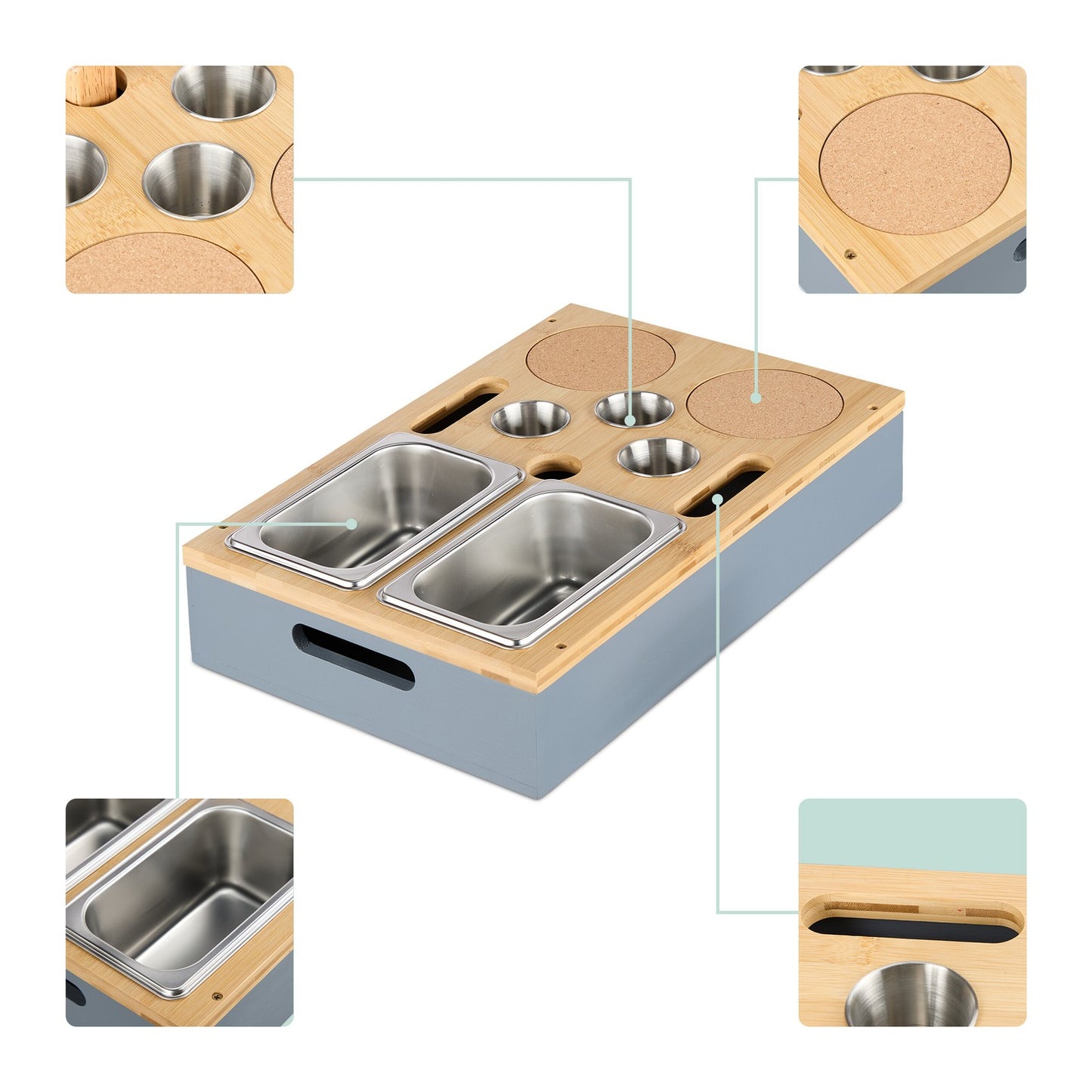 Sofa Snack Tray with Drink Holders & Phone Stand