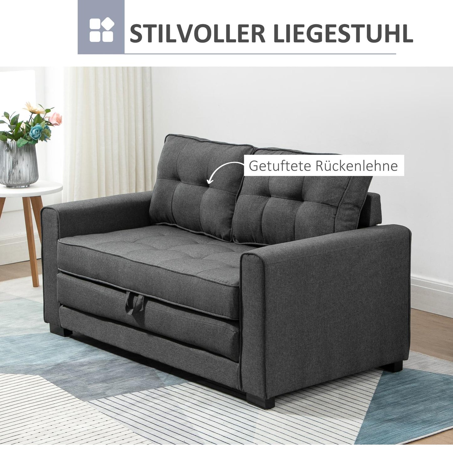 Gray linen Touch folding sofa bed with sleep function