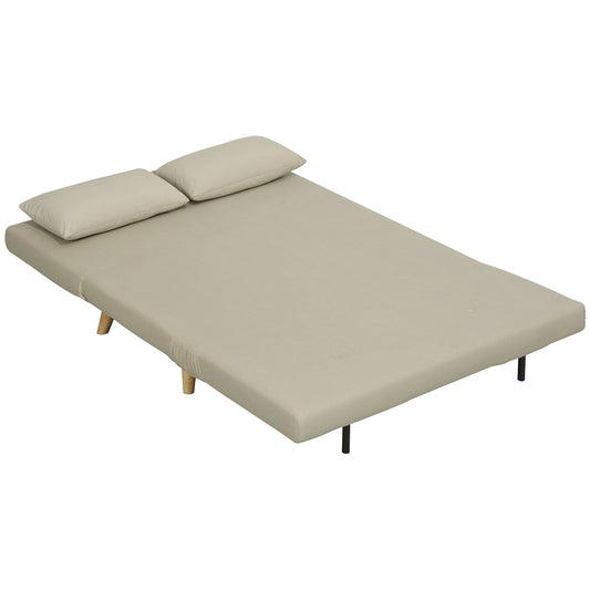 Beige velvet sofa bed with lumbar cushion - 130 x 78 cm