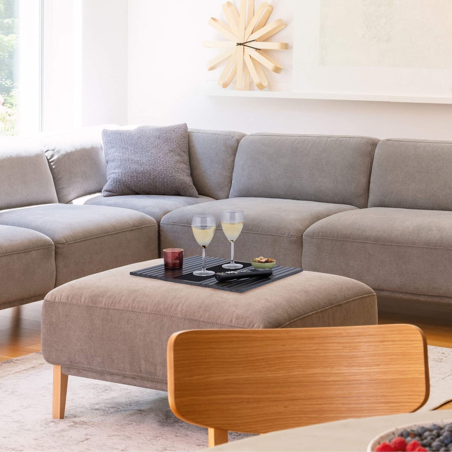 Sofa tray in dark brown bamboo