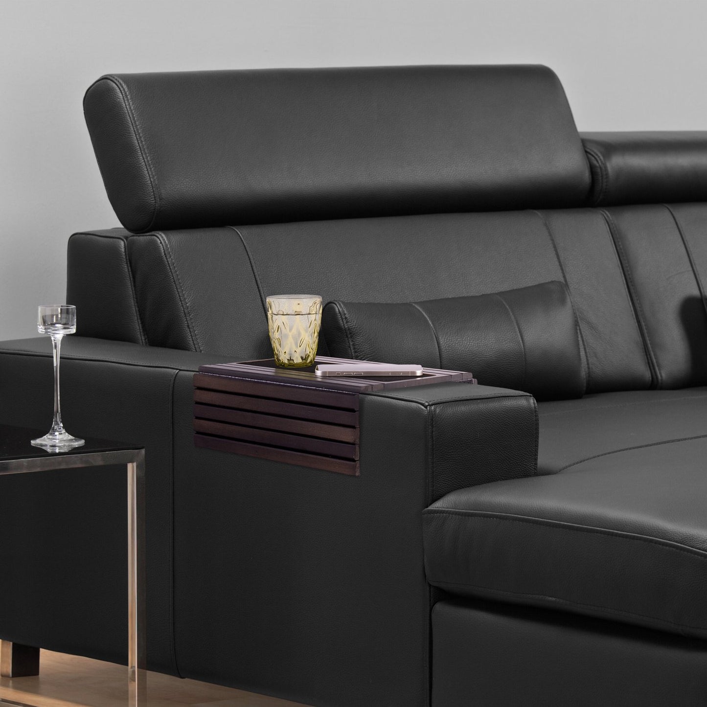 Sofa tray in dark brown bamboo