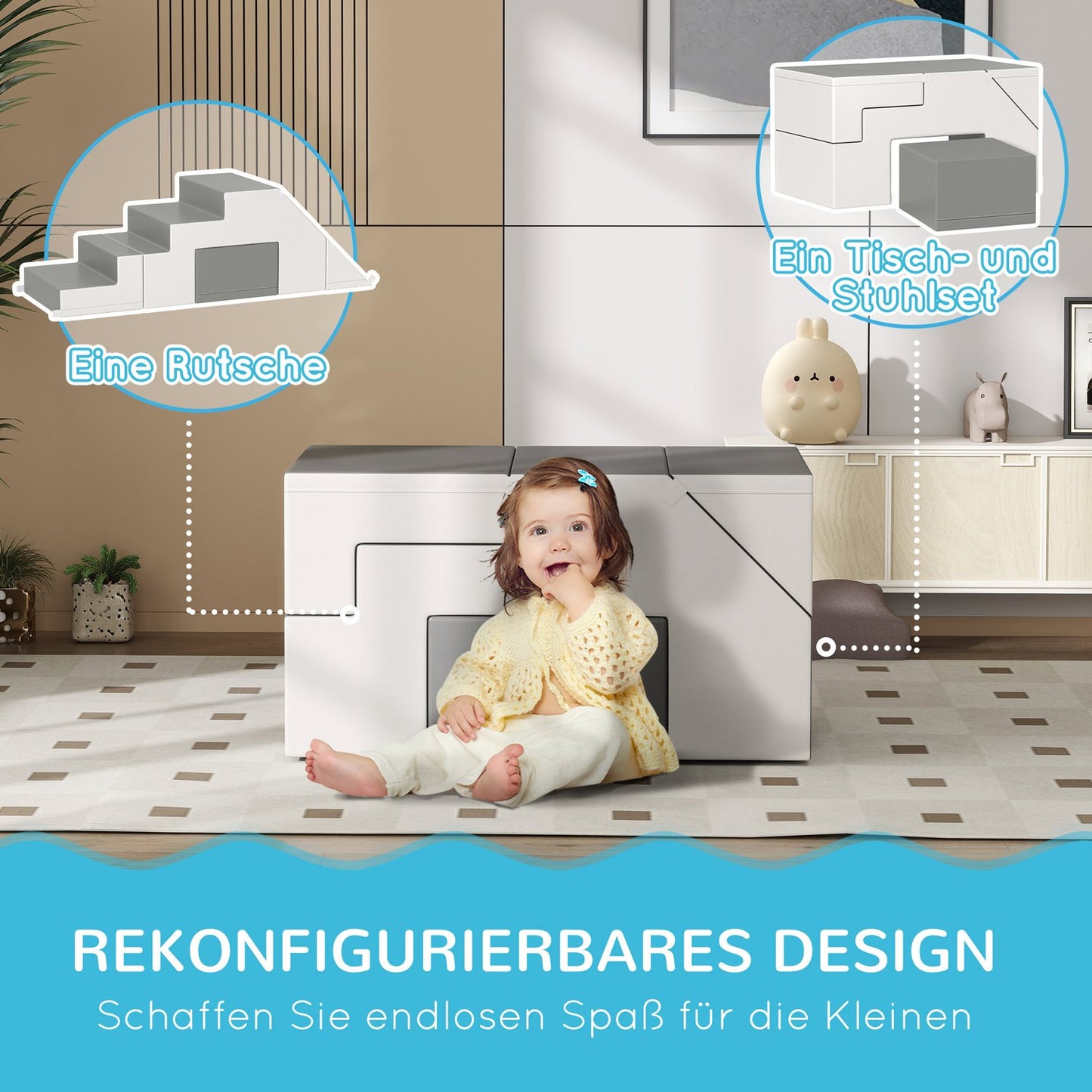Building blocks in giant foam, artificial leather, 1-3 years