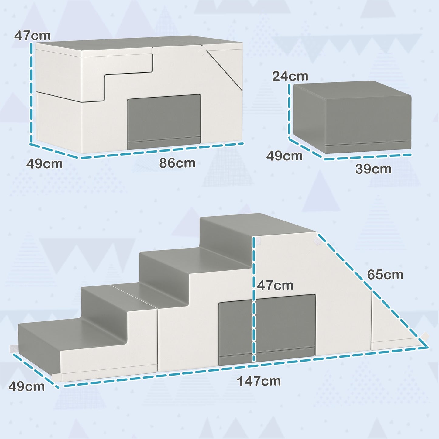 Building blocks in giant foam, artificial leather, 1-3 years