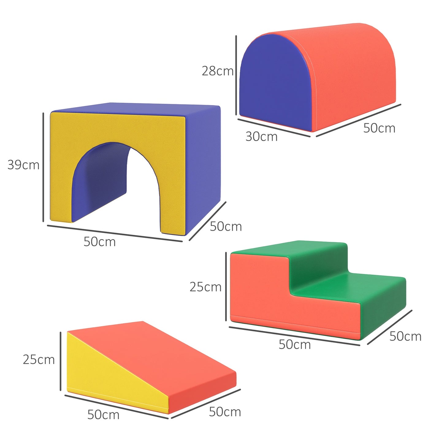 Soft foam building blocks, set of 4, for ages 1-3