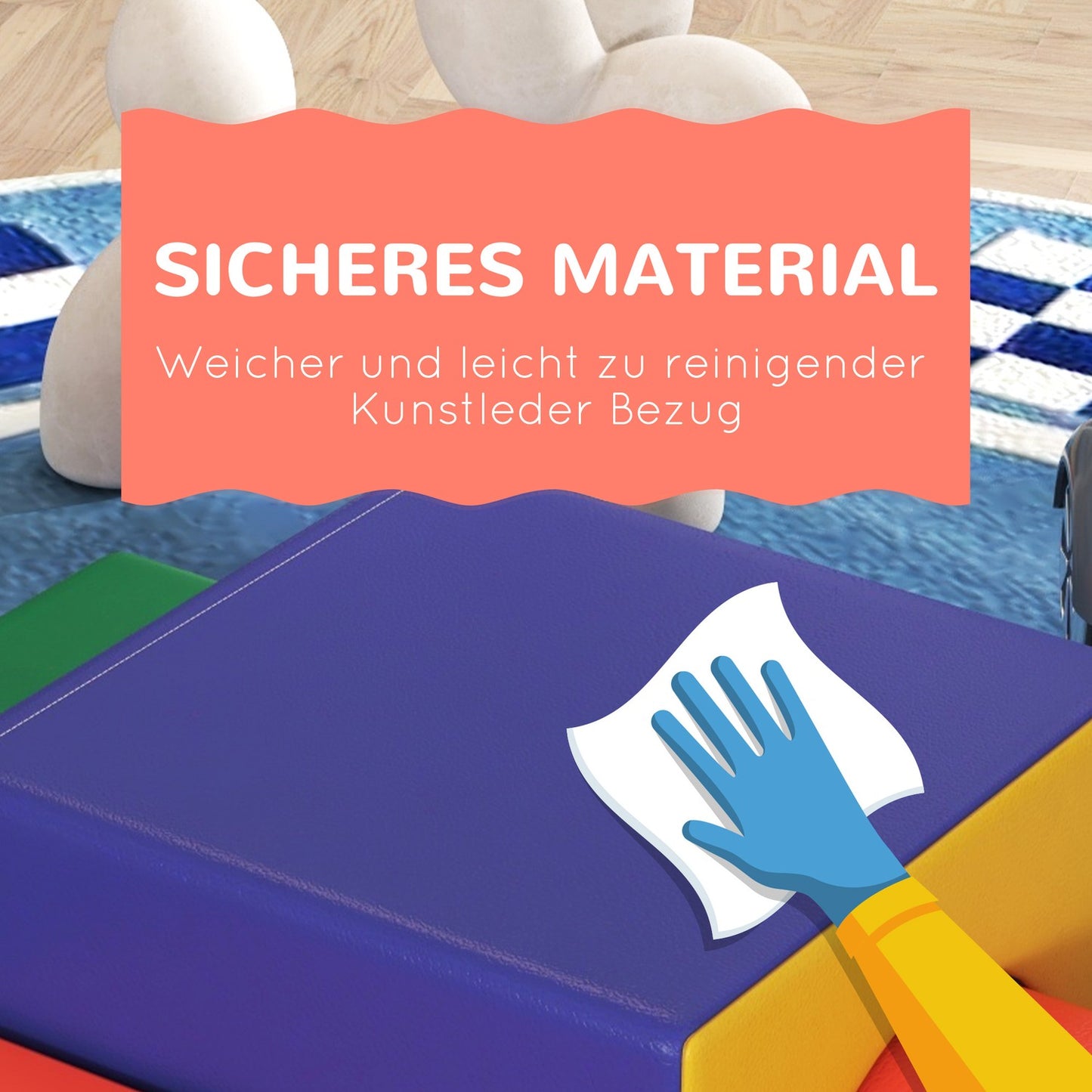 Soft foam building blocks, set of 4, for ages 1-3