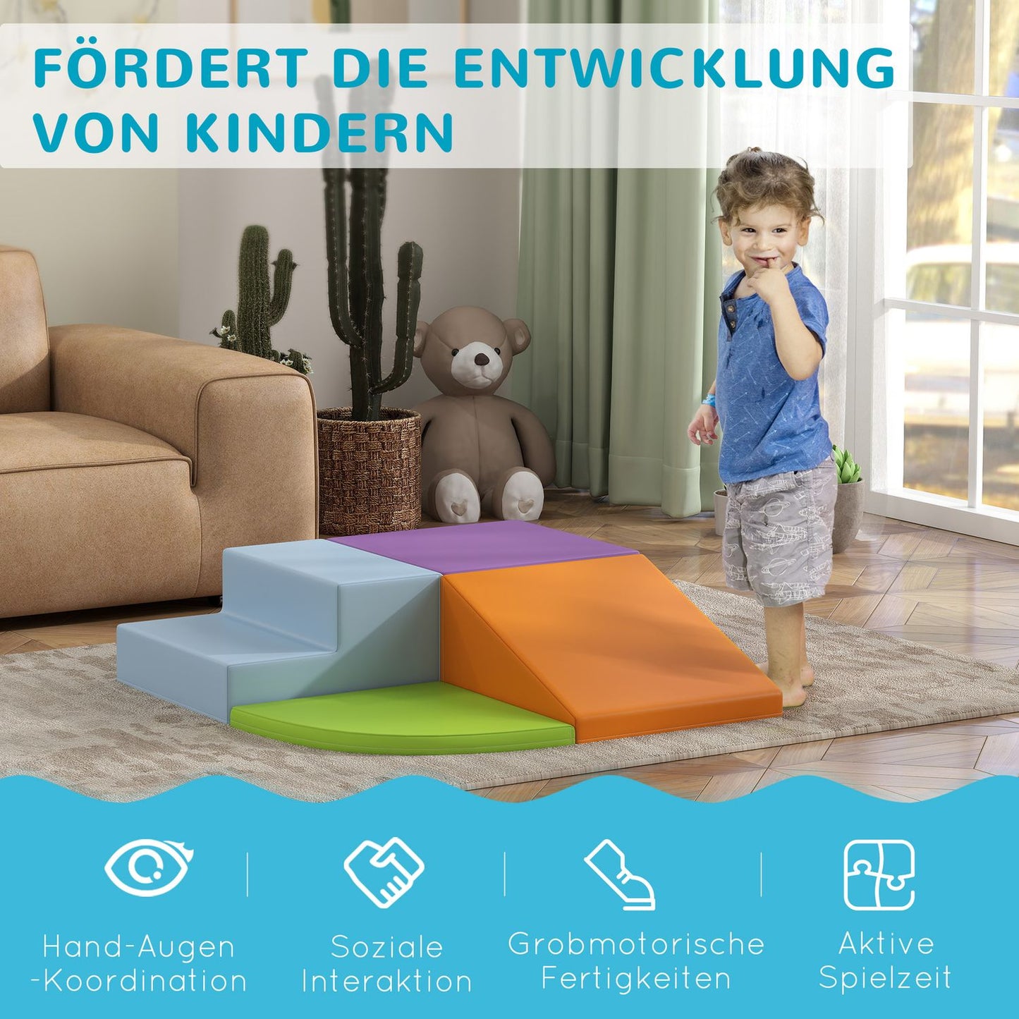 Foam Building Blocks - Soft, Safe, Faux Leather, Ages 1-3