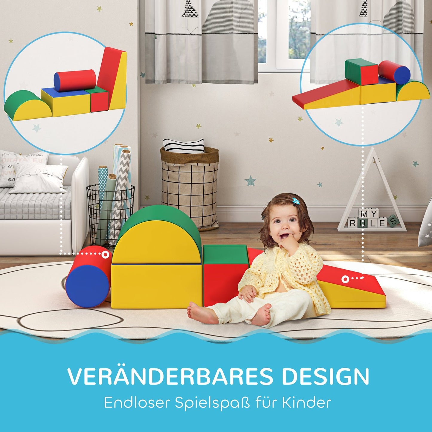 Building blocks in foam for children, soft and safe, artificial leather