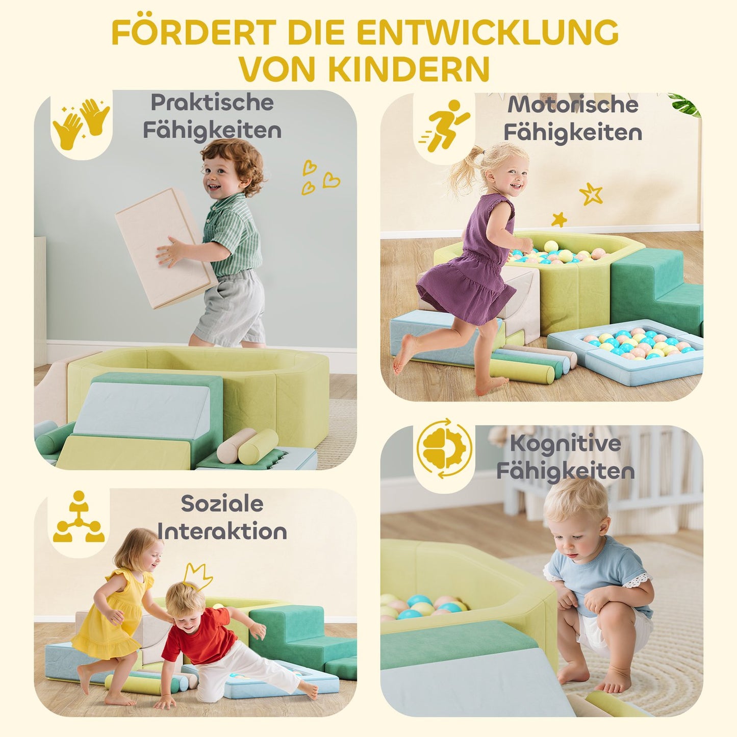 Soft Building Blocks Set with 200 Balls – Indoor Play for Kids