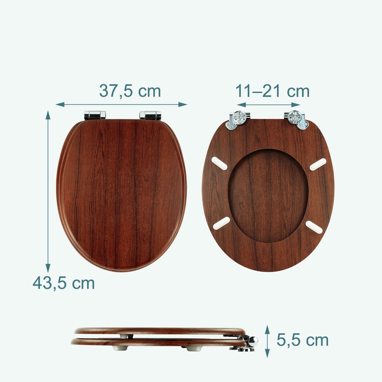Soft-Close MDF Toilet Seat, Adjustable Hinges