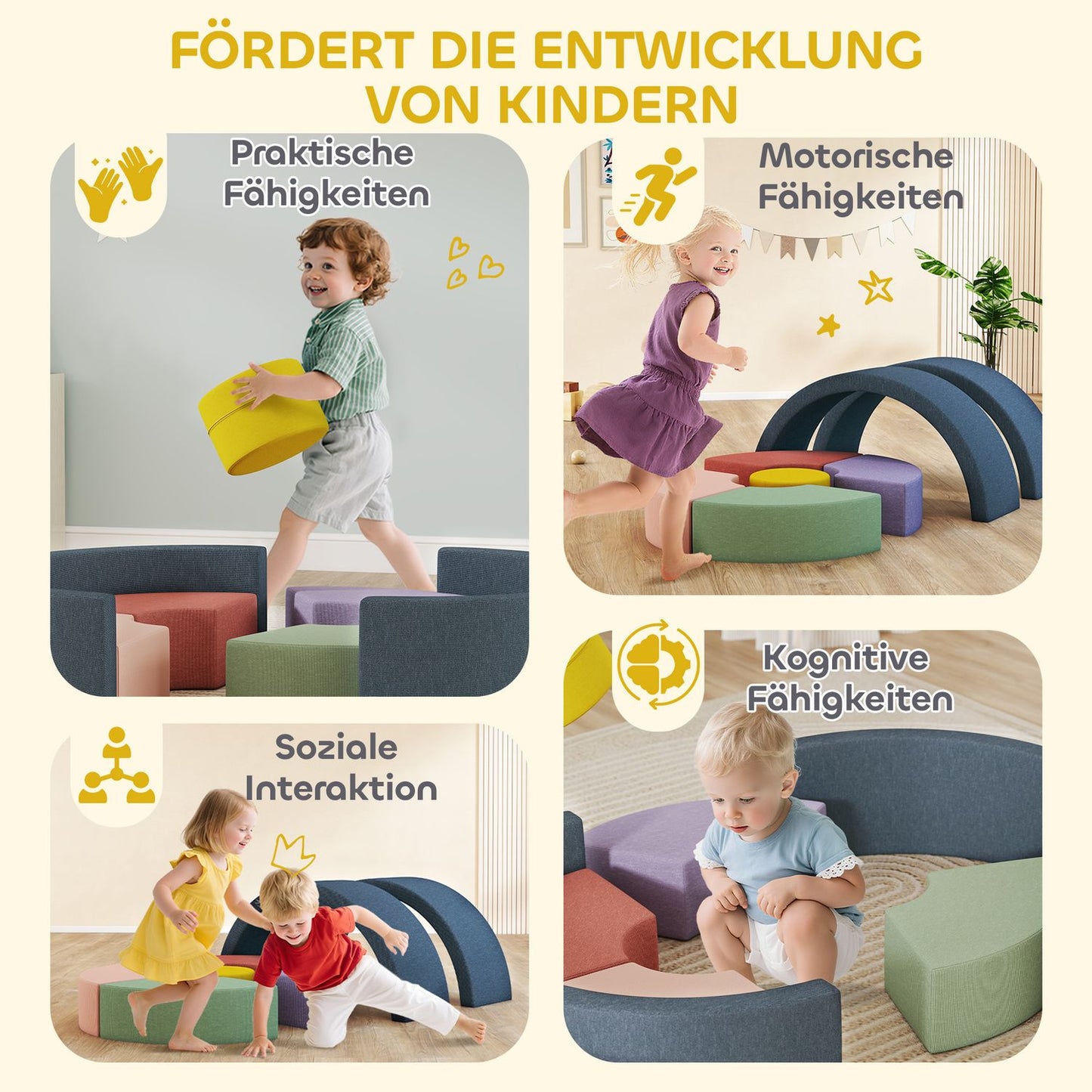 Soft Foam Block Set for Toddlers, Washable Cord Cover