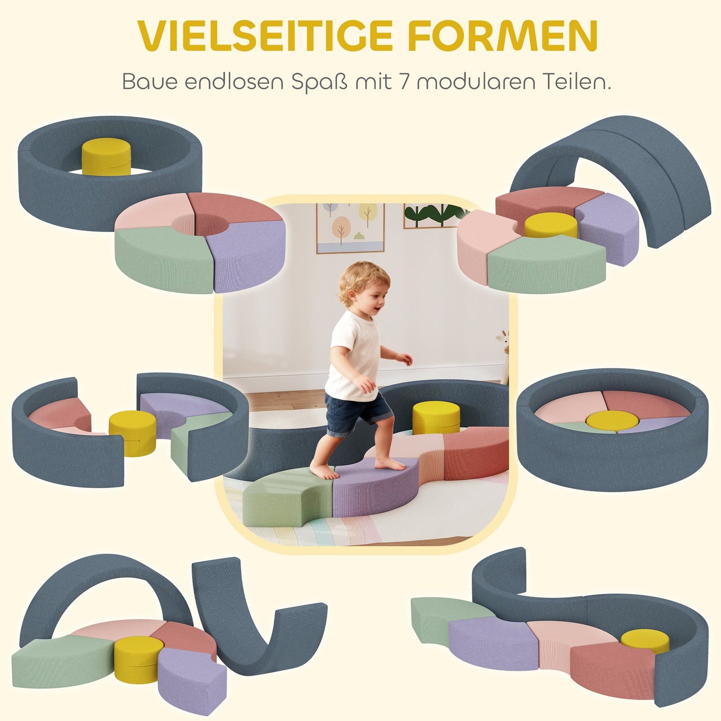 Soft Foam Block Set for Toddlers, Washable Cord Cover