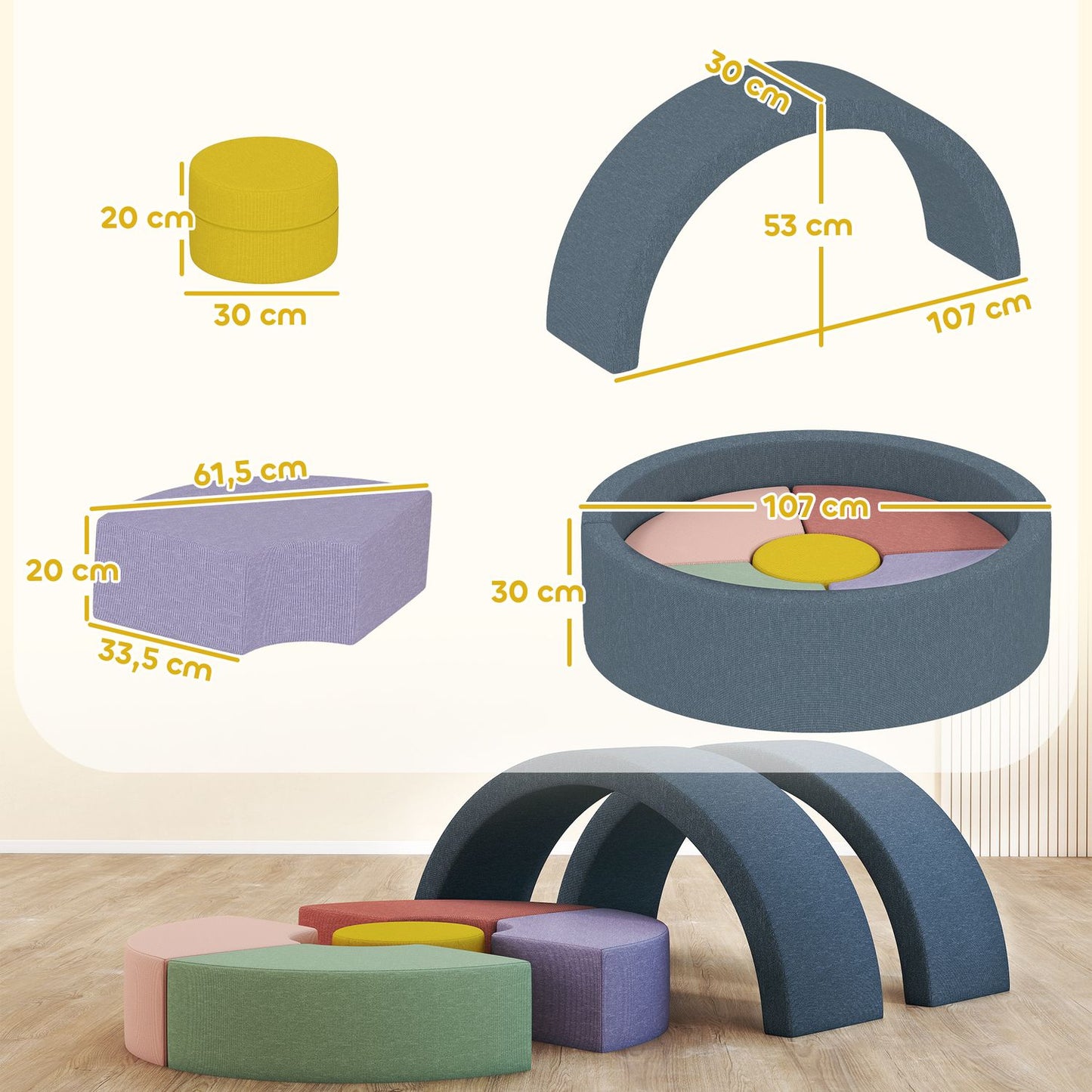 Soft Foam Block Set for Toddlers, Washable Cord Cover