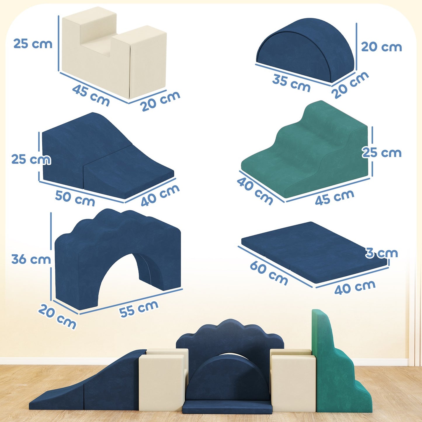 Soft Foam Climbing Blocks Set for Toddlers, Indoor Use