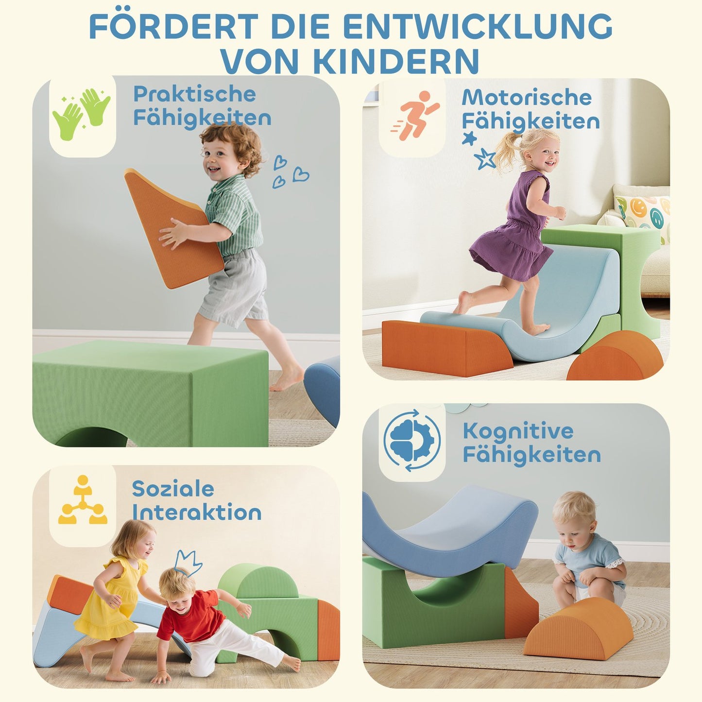 Soft Play Block Set for Toddlers, Foam, Corduroy, 5-Piece