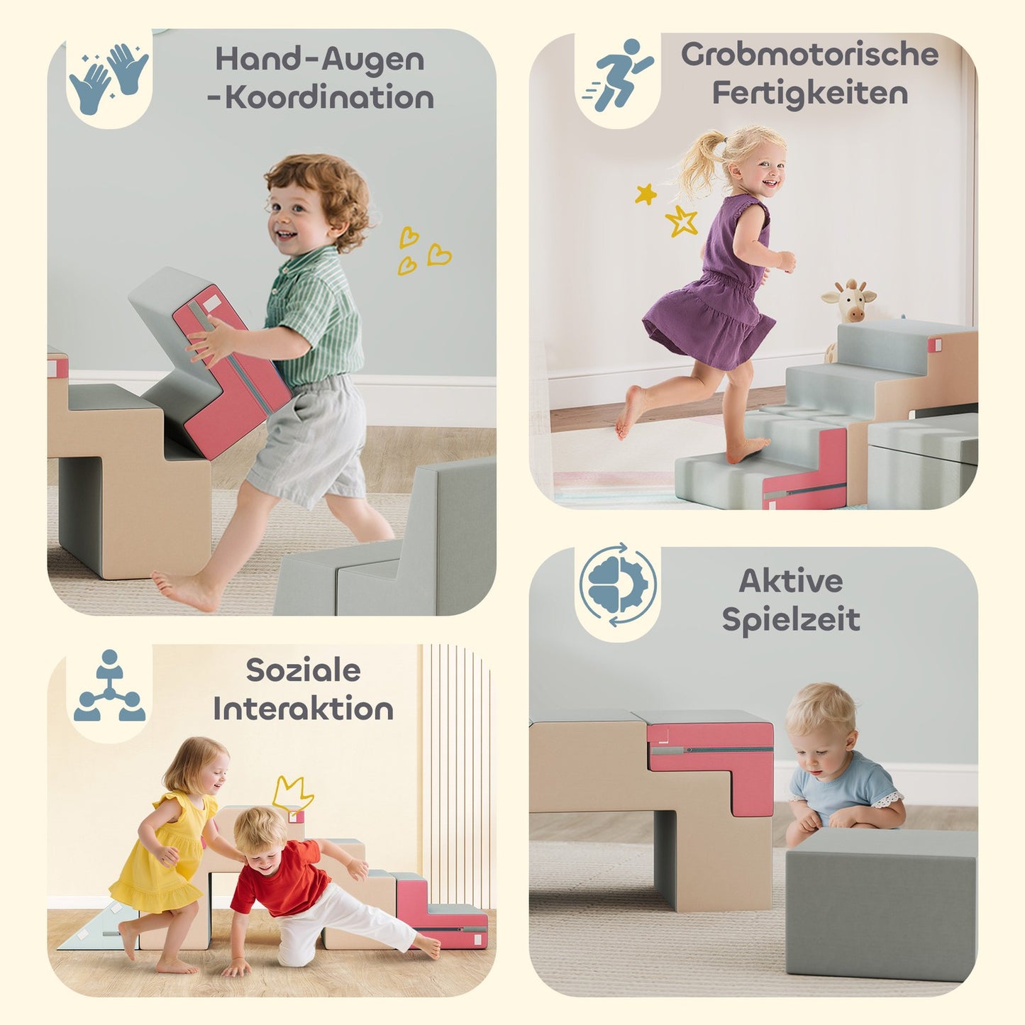 Soft Play Blocks Set for Toddlers, Foam & Faux Leather