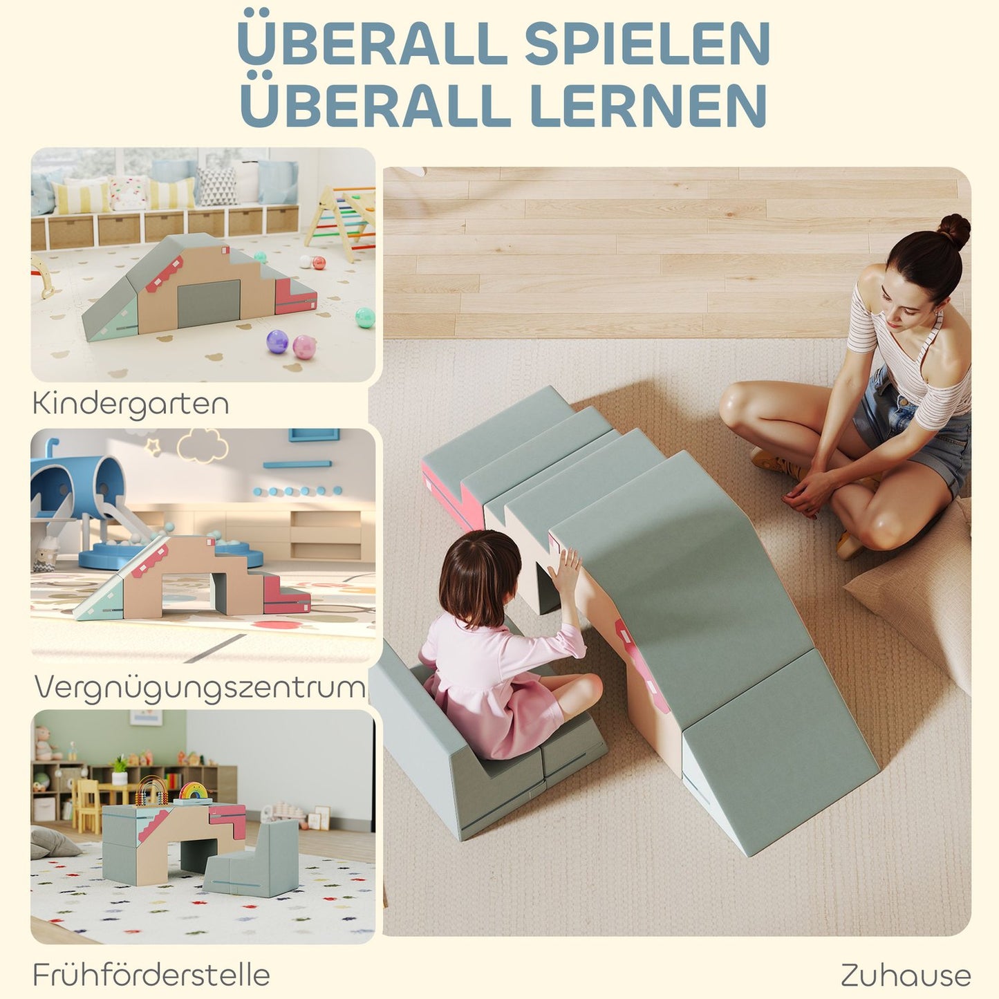 Soft Play Blocks Set for Toddlers, Foam & Faux Leather